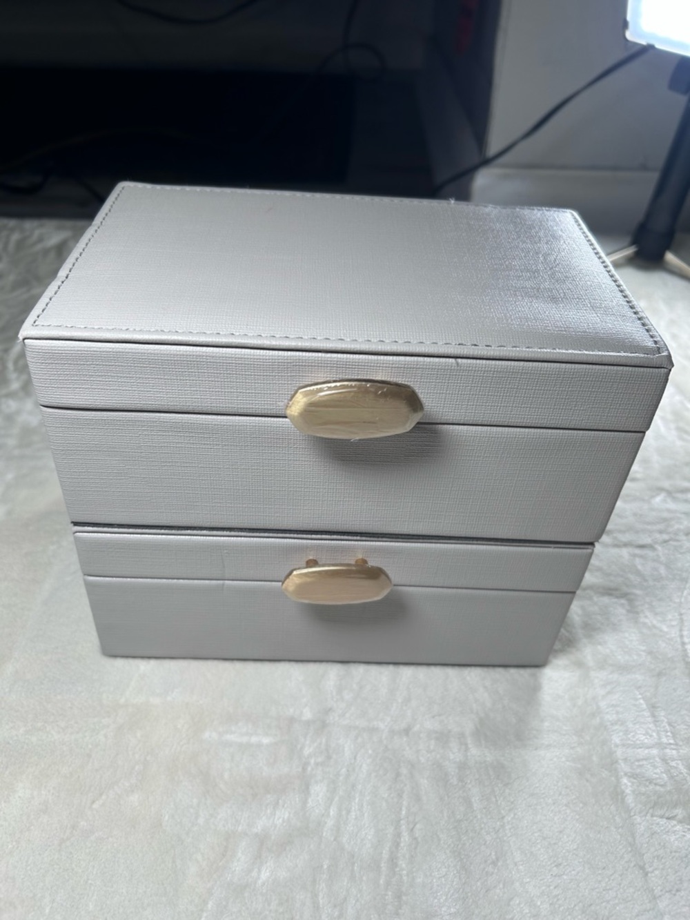 2 NEW *w/ Defects* Kendra Scott Gray Faux Leather Jewelry Boxes